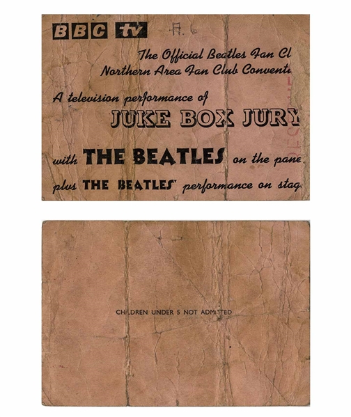 The Beatles Ticket for Their 7 December 1963 Appearance on the BBC's ''Juke Box Jury''